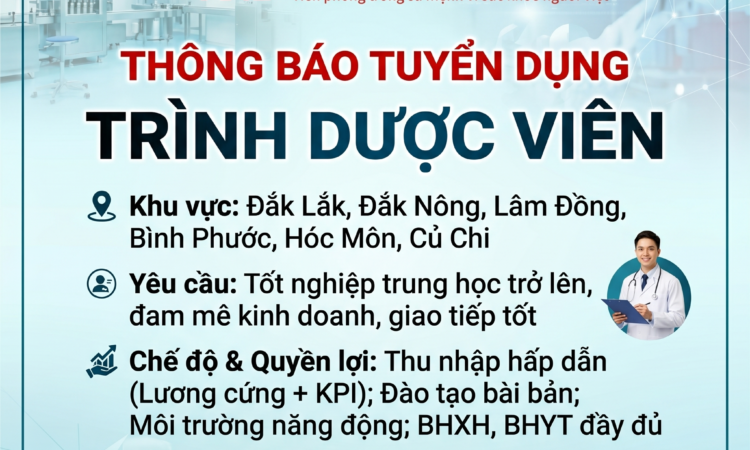 [TUYỂN DỤNG] Trình Dược Viên OTC Khu Vực Miền Đông, Tây Nguyên Và TP.HCM – Thu Nhập Đến 12 Triệu